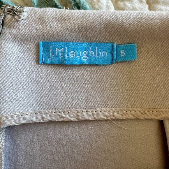 Women's 6 J. McLaughlin Stitched Detail Khaki Skirt Slit Professional Career - Picture 6 of 9